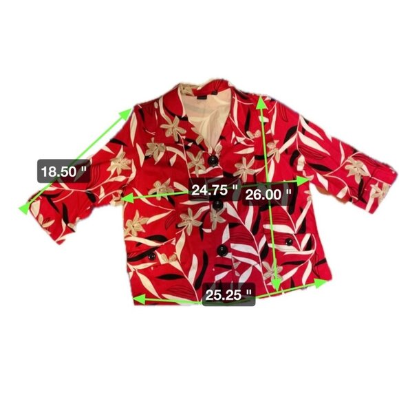 Westbound Red Tropical Floral Buttoned Jacket Sz 2X - Picture 7 of 7